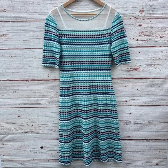 noah green dresses Missoni Blue & Green Raschel Lace Knit Halter Top